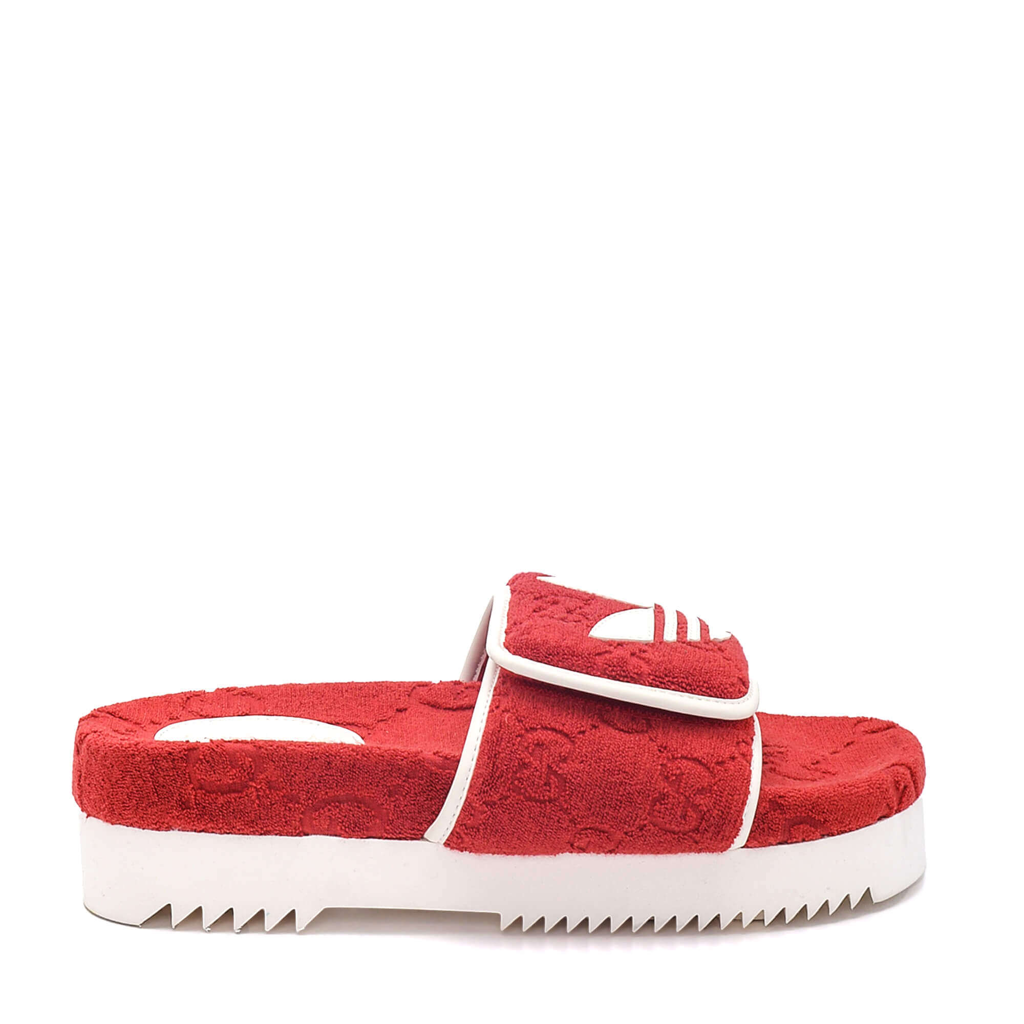 Gucci - Red Cotton Sponge GG Platform Rubber Sole Sandal